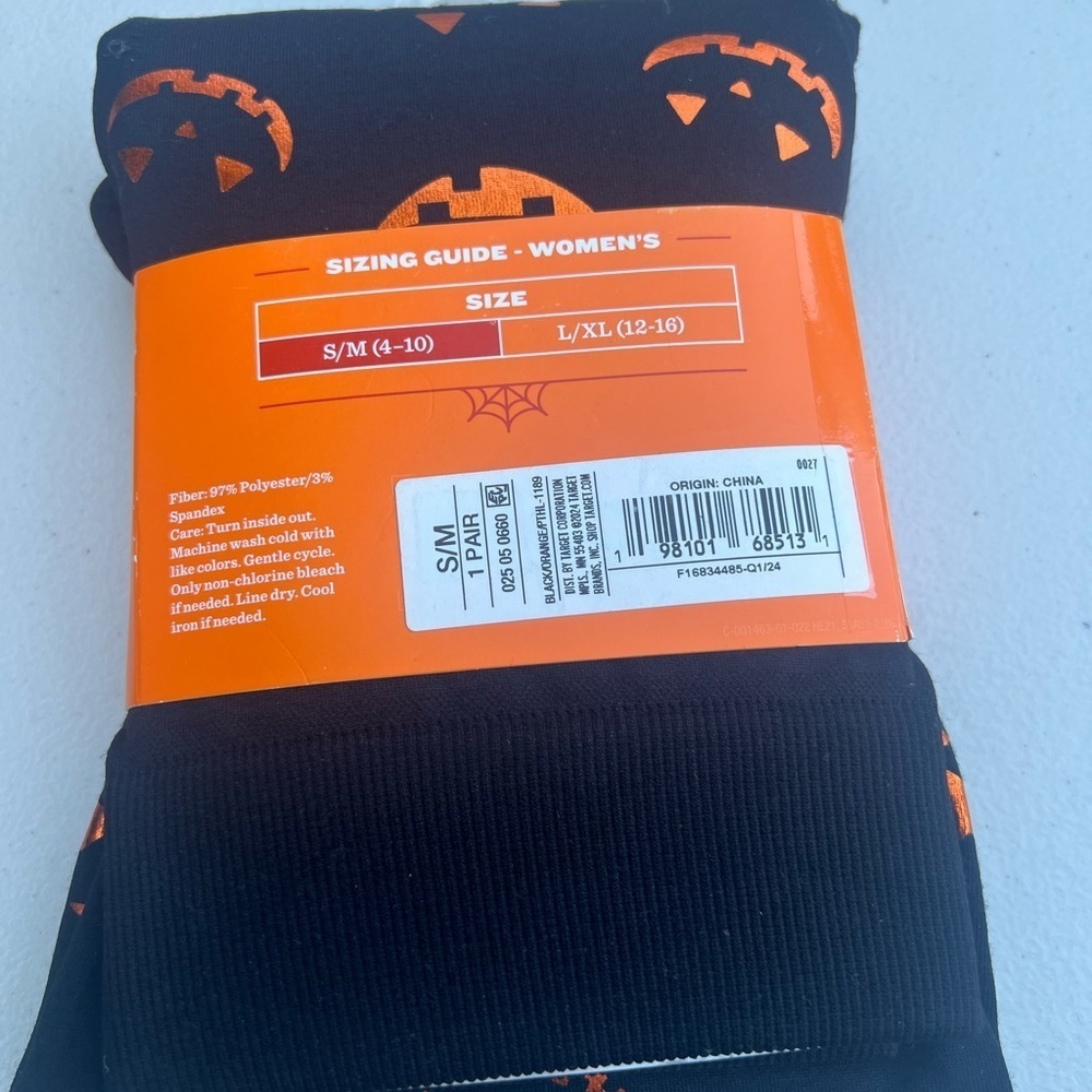 Hyde & EEK! Black and Orange Halloween Leggings NEW Women’s S/M - Picture 2 of 3